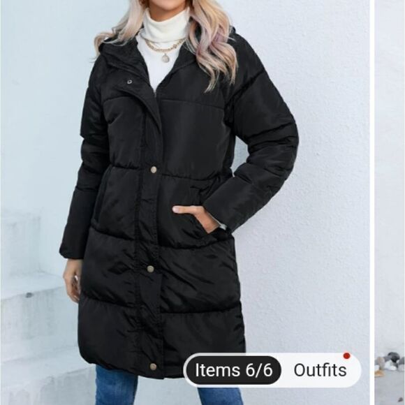 Shein 0X black coat puffer w hood - Picture 1 of 8